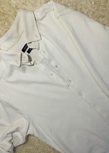 Düğmeli Beyaz Erkek uzun Kollu Gömlek - Görsel 2