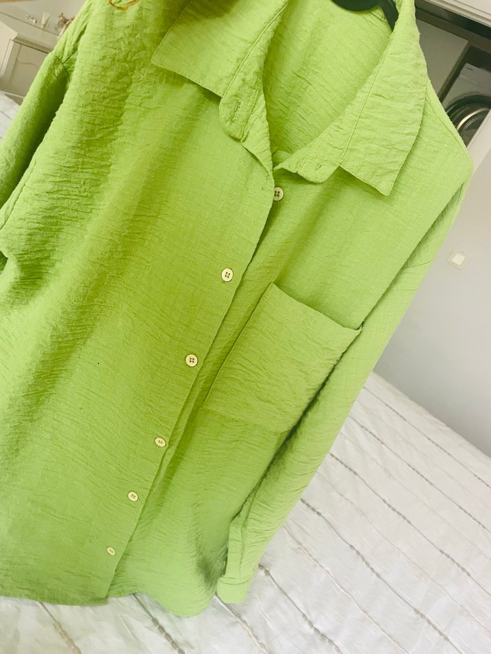 Yeşil Keten Kadın Salaş Takım - Görsel 4