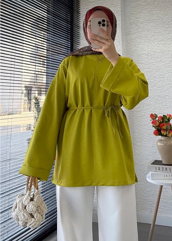 Kadın Kemerli Salaş Haki Tunik - Görsel 2