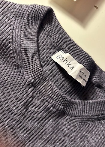 Gri Fitilli Kadın Triko Kazak - Görsel 3