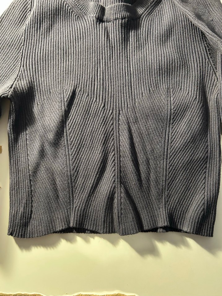 Gri Fitilli Kadın Triko Kazak - Görsel 2