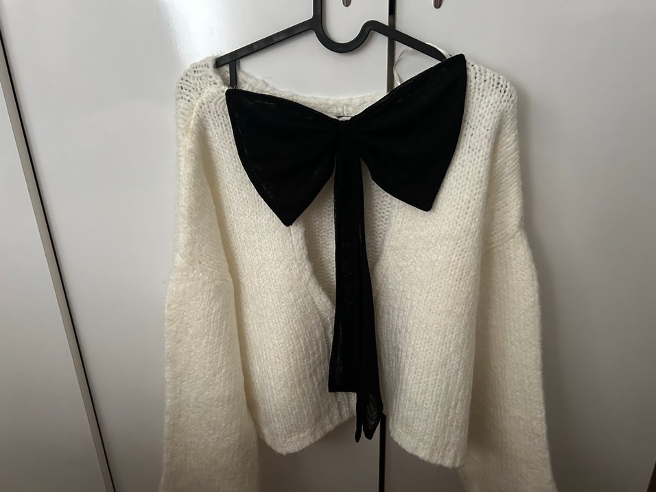 Beyaz Örgü Kadın Kazak - Görsel 2