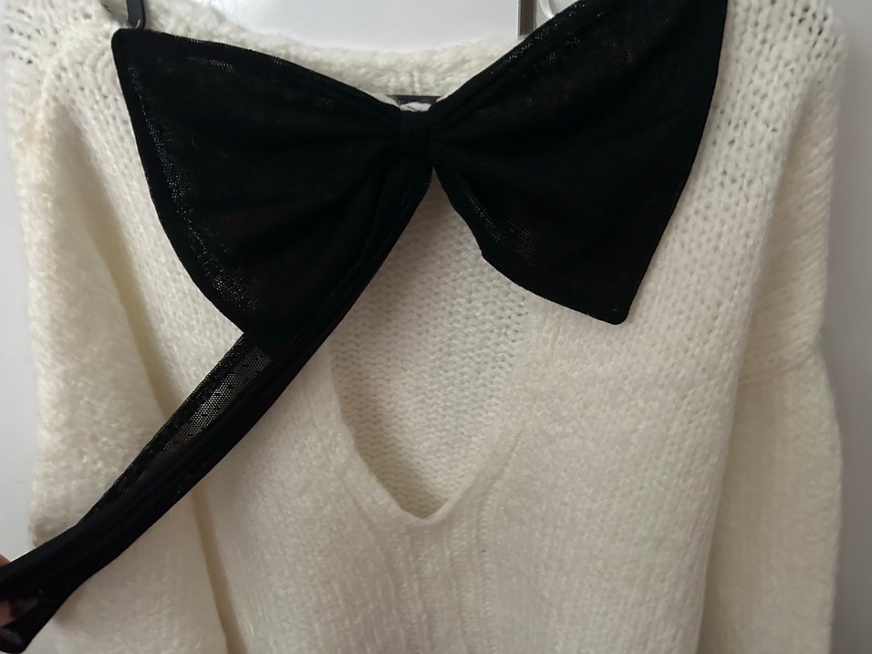 Beyaz Örgü Kadın Kazak - Görsel 3