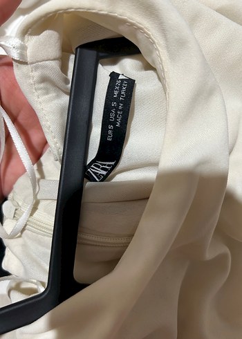 Beyaz Drapeli Kolsuz Midi Elbise - Görsel 3