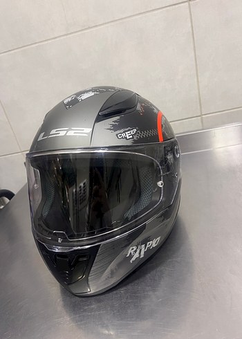 Gri Baskılı Rock Punk Motosiklet Kaskı - Görsel 4