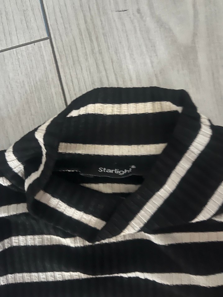 Çizgili Dik Yaka Kadın Triko Kazak - Görsel 3