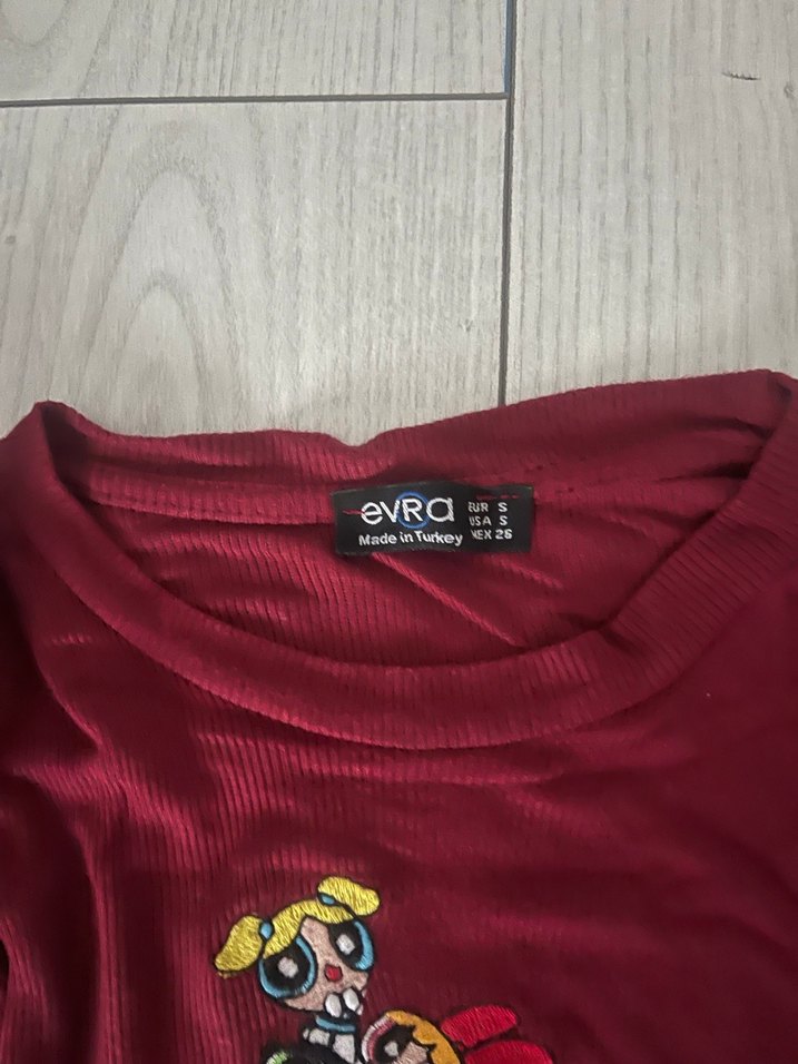 Bordo Kız Sweatshirt Uzun Kollu Baskılı - Görsel 2