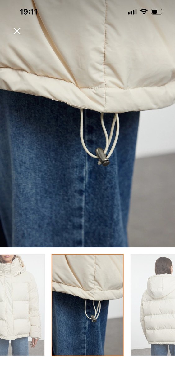 Beyaz Kapüşonlu Kadın Kışlık Mont - Görsel 3