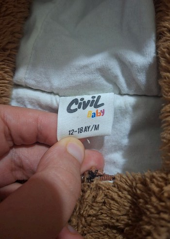 Kahverengi Peluş Bebek Tulumu Kulaklı - Görsel 2