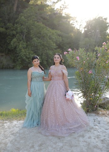 Turkuaz Straplez Uzun Drapeli Kadın Abiye - Görsel 3