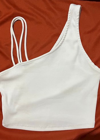Beyaz İpli Straplez Crop Top