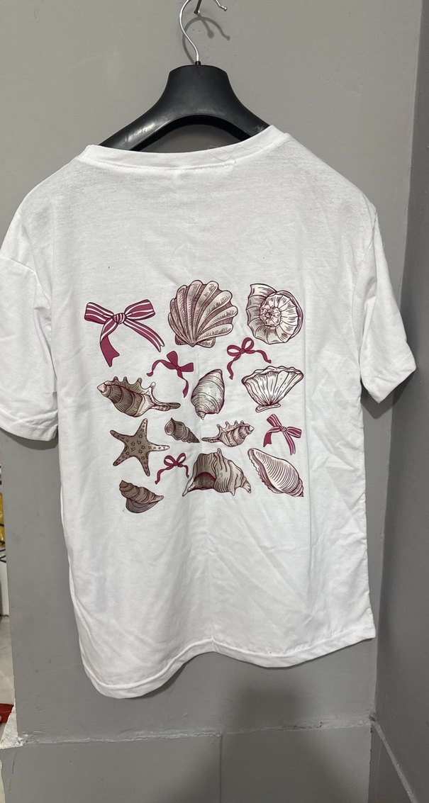 Kadın Beyaz Pamuklu Kısa Kollu Tişört - Görsel 2