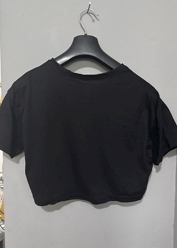 Diğer Siyah Baskılı Kısa Crop Top