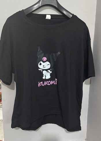 Unisex Siyah Kuromi Baskılı Tişört