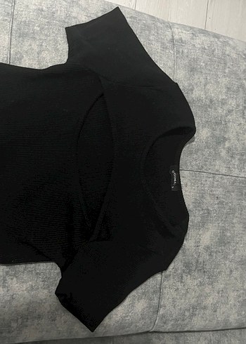 Siyah Kısa Kollu Crop Top