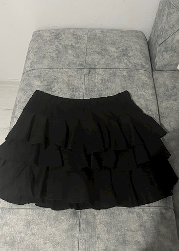 Kadın Siyah Fırfırlı Midi Gotik Etek