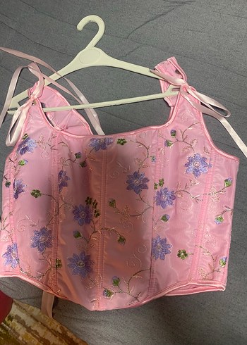 Nakışlı Pembe Bohem Büstiyer
