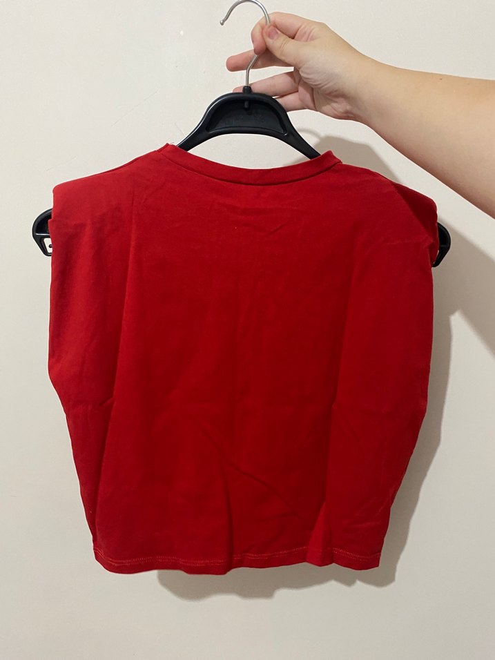 Kırmızı Kısa Kollu Basic Kadın Tişört - Görsel 2