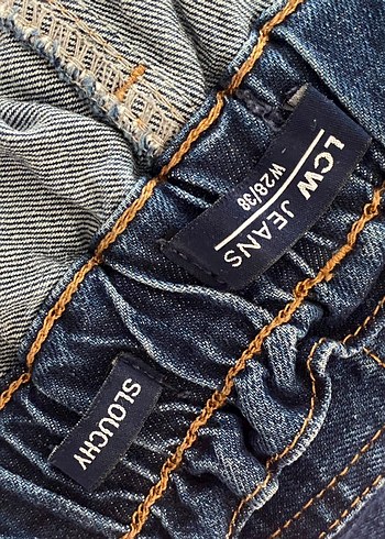 Lacivert Kadın Kot Pantolon, Normal Boy, Kemerli - Görsel 2