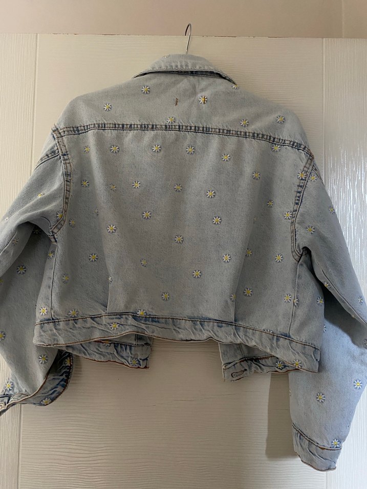 Gri Nakışlı Kadın Denim Ceket - Görsel 2