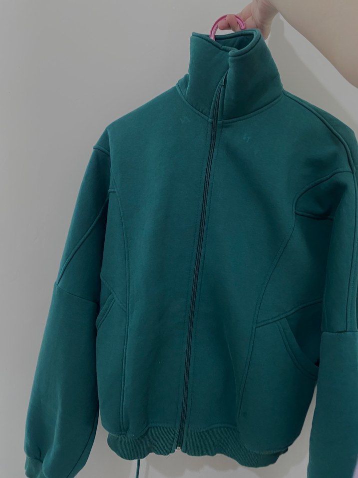 Kadın Yeşil Fermuarlı Yükse yaka TAKIM - Görsel 4