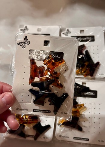 Kahverengi Plastik Kadın Saç Tokası Seti - Görsel 2