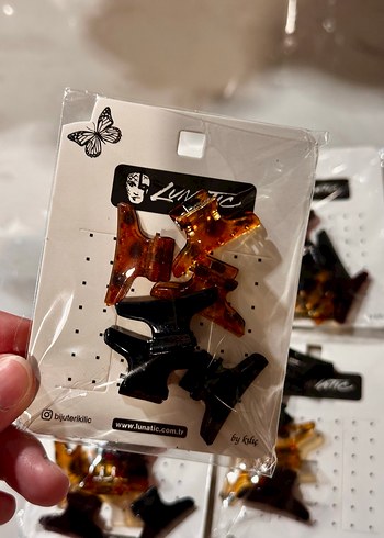 Kahverengi Plastik Kadın Saç Tokası Seti - Görsel 4