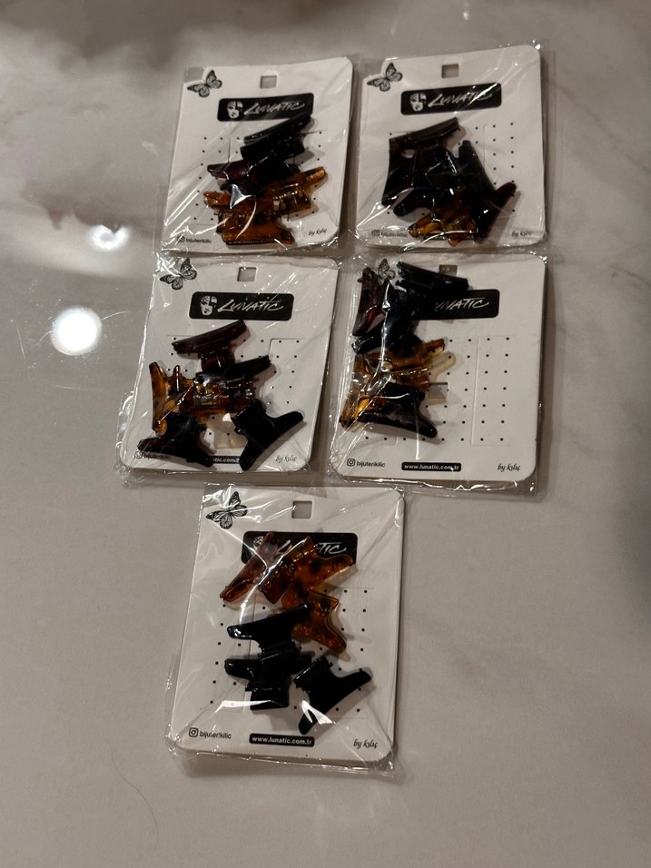 Kahverengi Plastik Kadın Saç Tokası Seti - Görsel 3