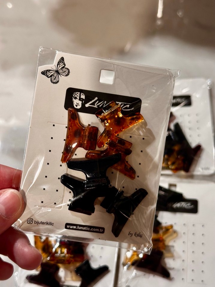 Kahverengi Plastik Kadın Saç Tokası Seti - Görsel 4