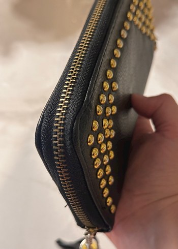 Siyah Suni Deri Püsküllü Gotik Kadın Cüzdanı - Görsel 4