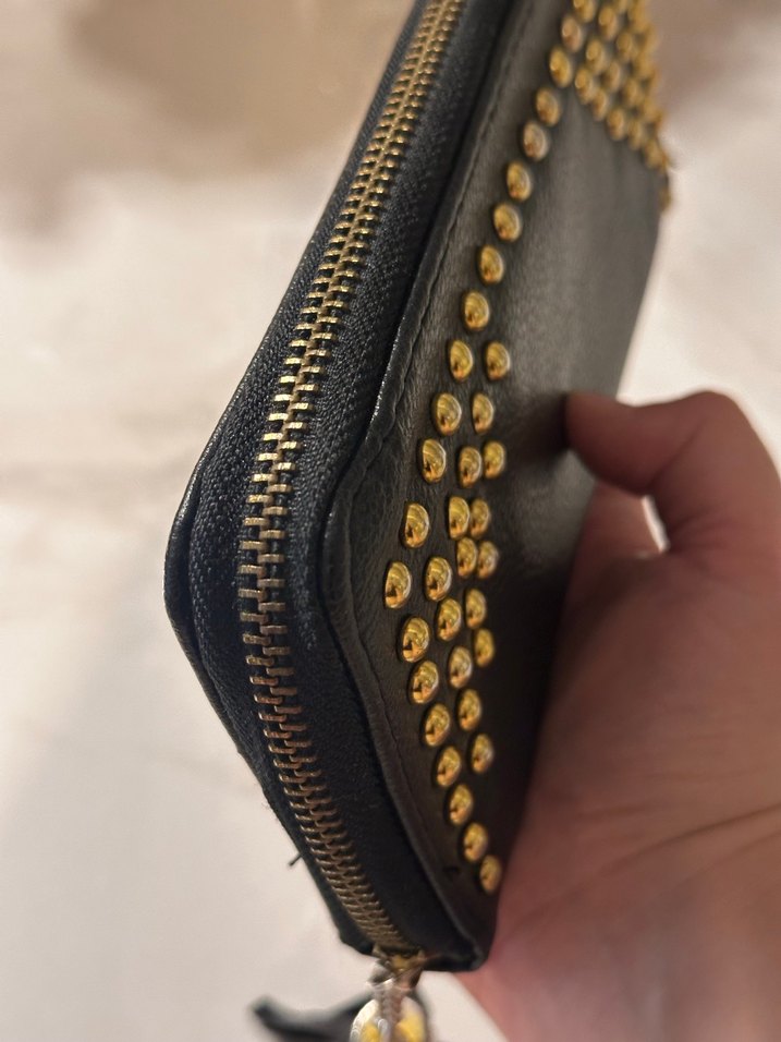 Siyah Suni Deri Püsküllü Gotik Kadın Cüzdanı - Görsel 4