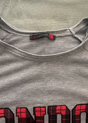 Koton Gri Uzun Kollu Pamuklu Tişört - Görsel 5