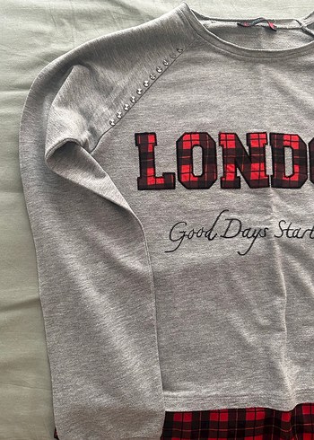 Koton Gri Uzun Kollu Pamuklu Tişört - Görsel 2