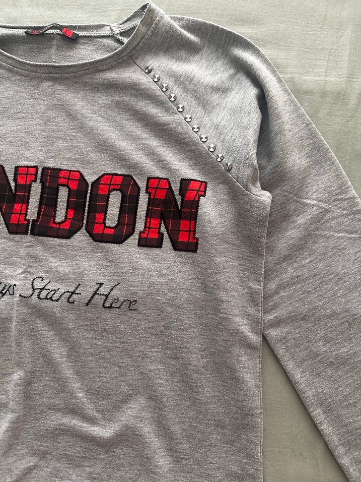 Koton Gri Uzun Kollu Pamuklu Tişört - Görsel 3