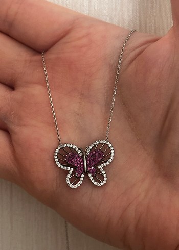 Mini Kelebek Figürlü Boncuklu Kadın Kolye - Görsel 3