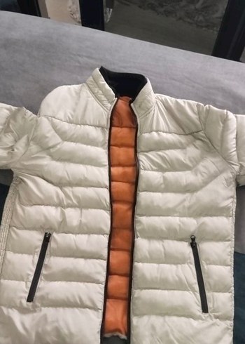 Erkek Beyaz Fermuarlı Midi Mont - Görsel 2