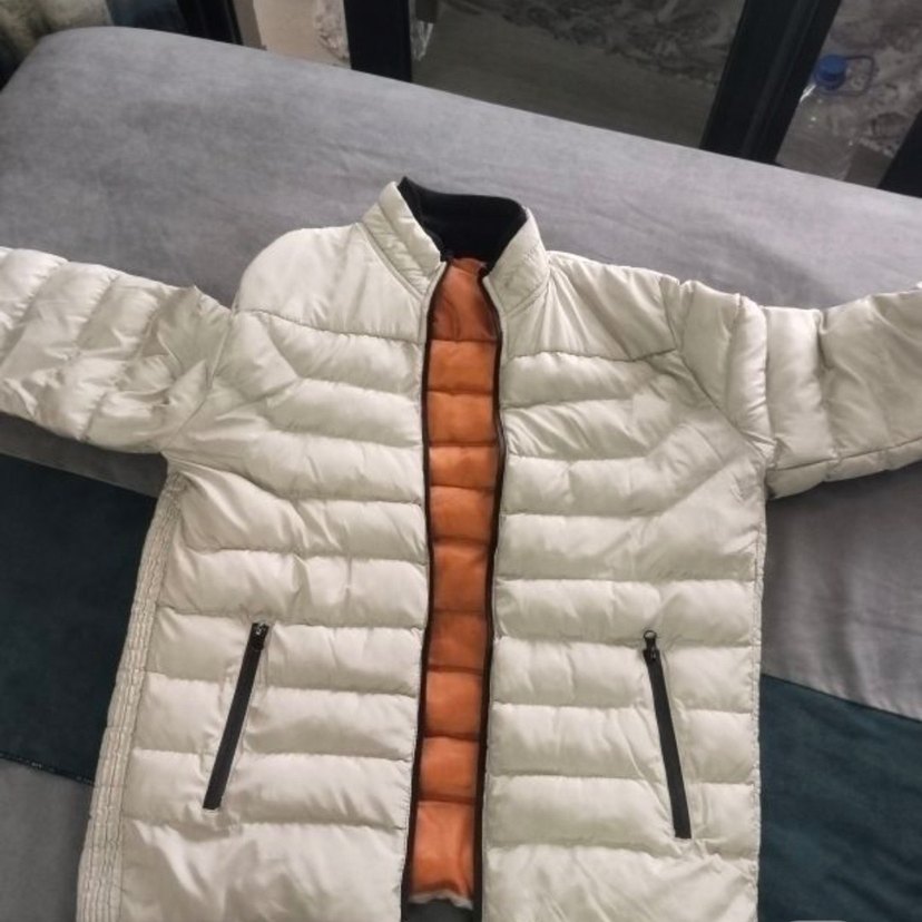 Erkek Beyaz Fermuarlı Midi Mont - Görsel 2