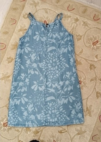 Us Polo kız Çocuk Mavi Denim Straplez Elbise - Görsel 5