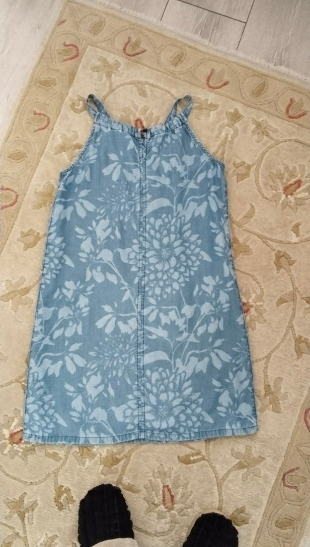 Us Polo kız Çocuk Mavi Denim Straplez Elbise - Görsel 5