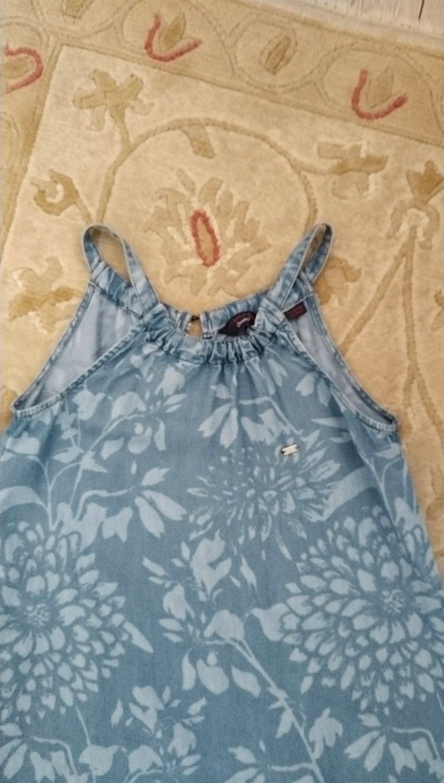 Us Polo kız Çocuk Mavi Denim Straplez Elbise - Görsel 2