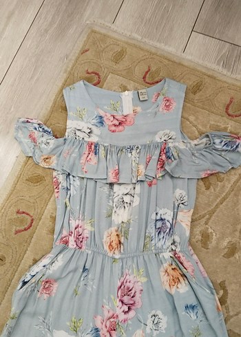 Kız Çocuk Açık mavi Çiçekli Bohem Tulum - Görsel 2