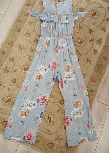 Kız Çocuk Açık mavi Çiçekli Bohem Tulum - Görsel 6