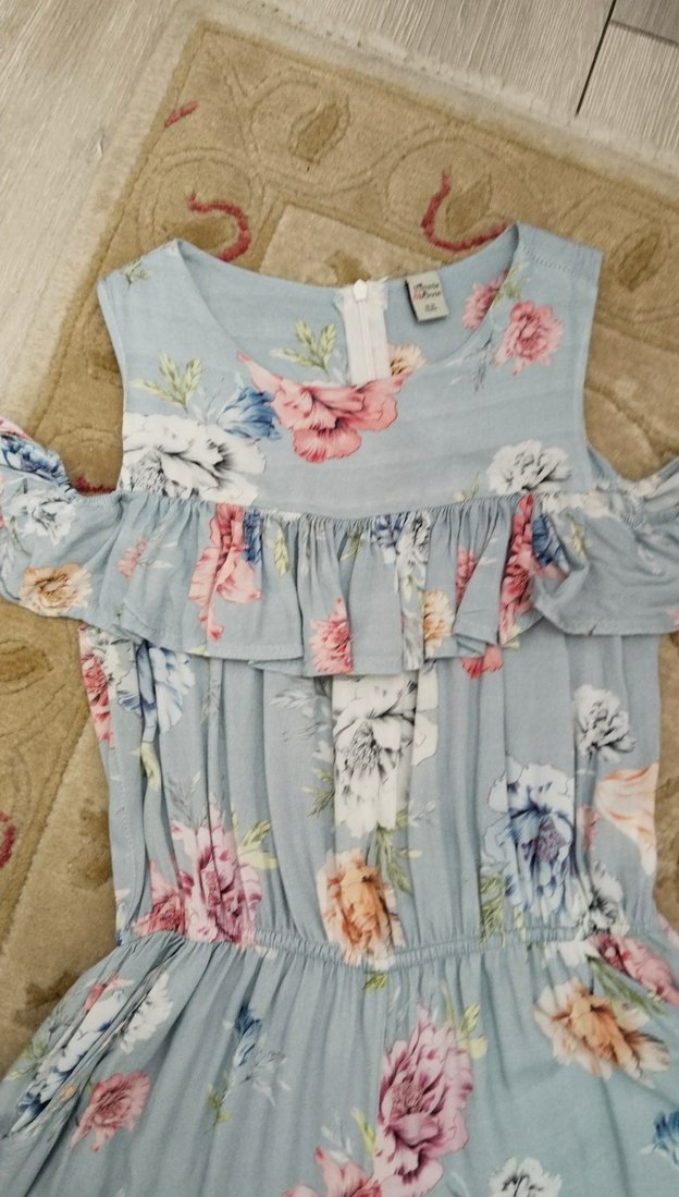 Kız Çocuk Açık mavi Çiçekli Bohem Tulum - Görsel 5