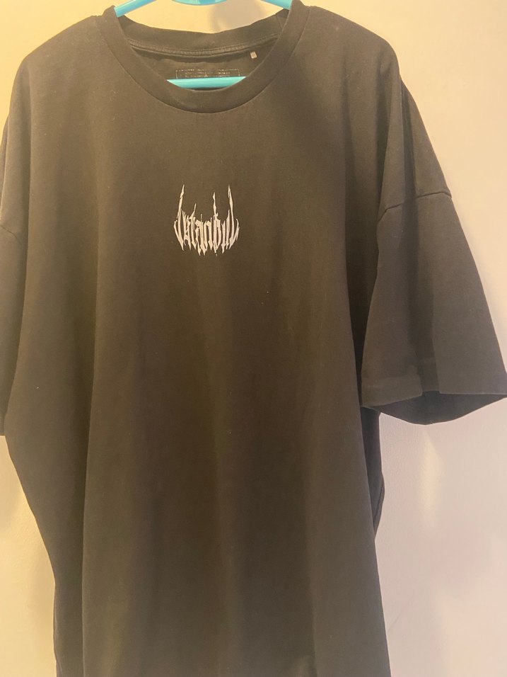 2 âdet Siyah ve beyaz Baskılı Oversize Tişört - Görsel 3