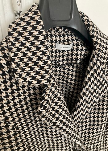 m Beden kahverengi Renk Ekoseli Kadın Blazer