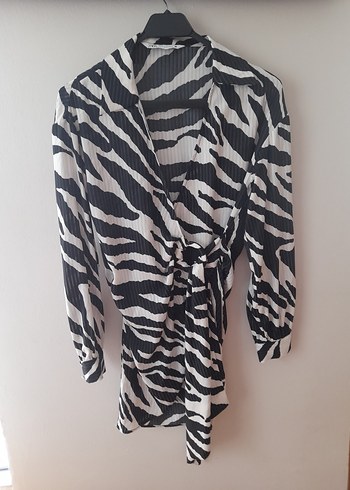 xs Beden siyah Renk Zebra Desenli Siyah Gri Mini Kadın Elbise