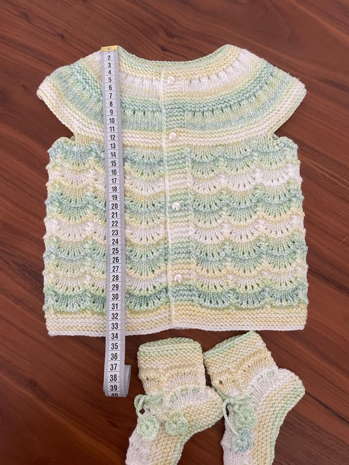 Pastel Renkli Örgü Bebek yelek Takımı - Görsel 3