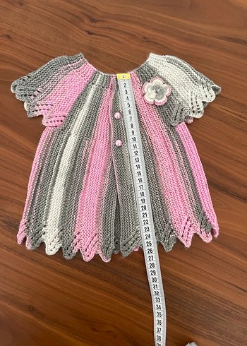 Kız Çocuk Gri Pembe Nakışlı Kısa Kollu Hırka - Görsel 2