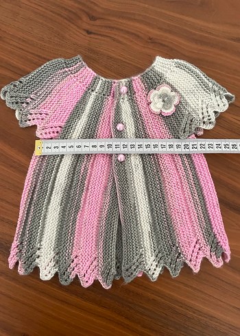 Kız Çocuk Gri Pembe Nakışlı Kısa Kollu Hırka - Görsel 3