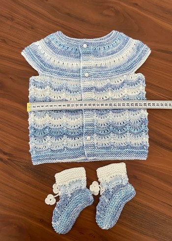 Mavi Örgü  Bebek Takımı - Görsel 4